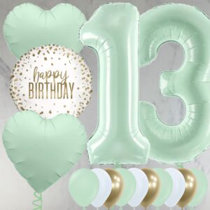 13th Birthday Mint Green Foil Balloon Package