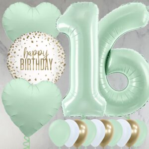 16th Birthday Mint Green Foil Balloon Package