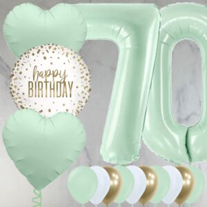 70th Birthday Mint Green Foil Balloon Package