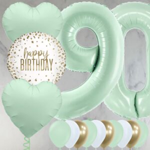 90th Birthday Mint Green Foil Balloon Package