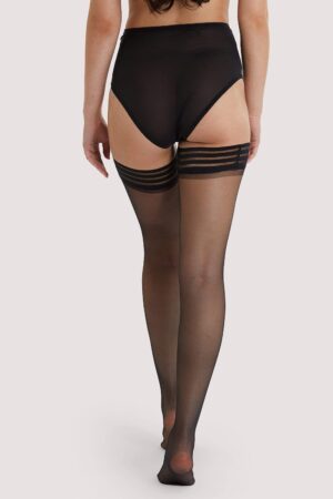 Sheer Hoop Hold Ups Black | UK 12-14 | Playful Promises