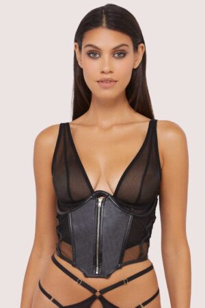 Maeve Black Vegan Leather Underbust Corset | UK 12 | Wolf & Whistle