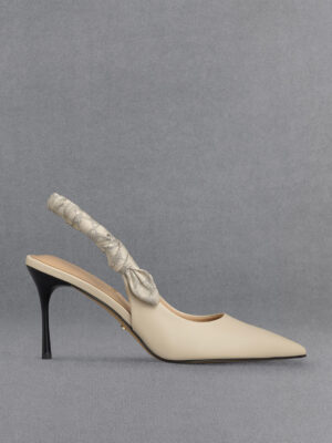 Charles & Keith - Tully Leather Ruched Print Slingback Pumps