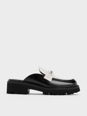 Charles & Keith - Remy Two-Tone Metallic-Accent Loafer Mules