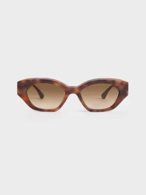 Charles & Keith - Tortoiseshell Recycled Acetate Sculptural Cat-Eye Sunglasses