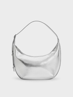 Charles & Keith - Bryna Metallic Curved Hobo Bag