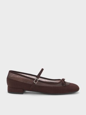 Charles & Keith - Mulligan Faux Suede & Mesh Mary Janes