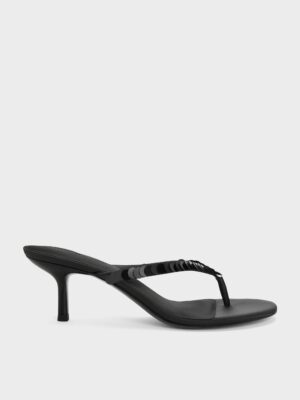 Charles & Keith - Briella Sequinned Heeled Thong Sandals