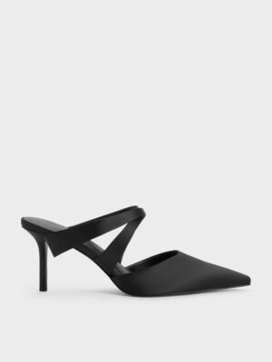 Charles & Keith - Satin Pleated-Strap Heeled Mules