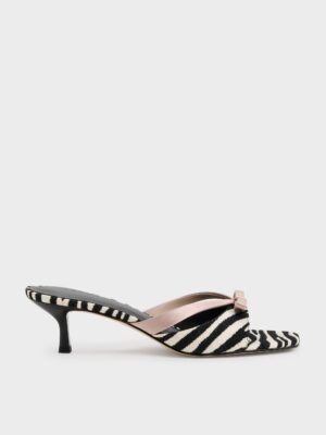 Charles & Keith - Kaleen Zebra-Print Kitten-Heel Mules