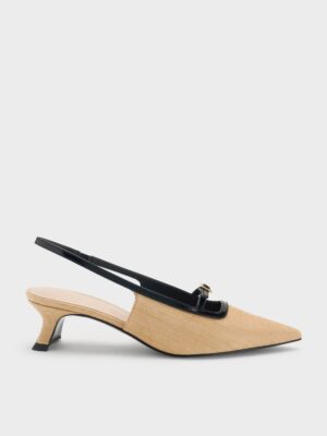 Charles & Keith - Woven Buckle-Strap Slingback Pumps