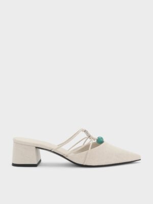 Charles & Keith - Georgie Linen Bead Pointed Mules