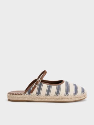 Charles & Keith - Striped Mary Jane Espadrille Mules