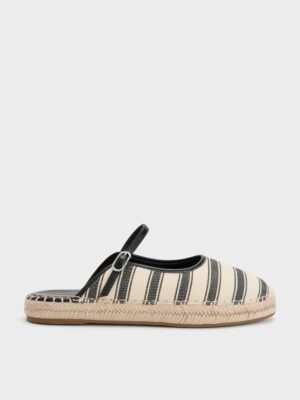Charles & Keith - Striped Mary Jane Espadrille Mules