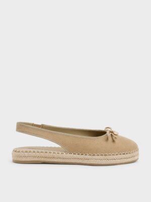 Charles & Keith - Faux Suede Bow Slingback Espadrilles