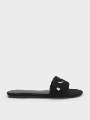Charles & Keith - Tweed Beach Slide Sandals