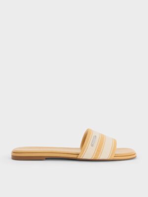 Charles & Keith - Striped Square-Toe Slide Sandals