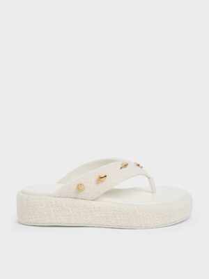 Charles & Keith - Tweed Beach Flatform Thong Sandals