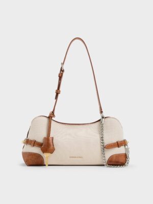 Charles & Keith - Delfina Canvas Chain Side-Belt Shoulder Bag