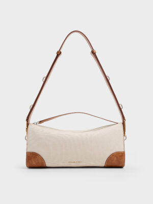 Charles & Keith - Delfina Canvas Elongated Shoulder Bag