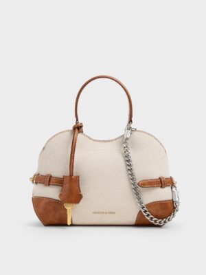 Charles & Keith - Delfina Canvas Chain Side-Belt Tote Bag