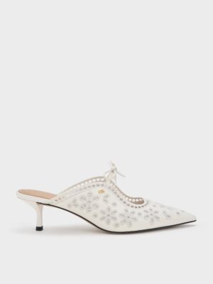 Charles & Keith - Leather Embroidered Heeled Mules