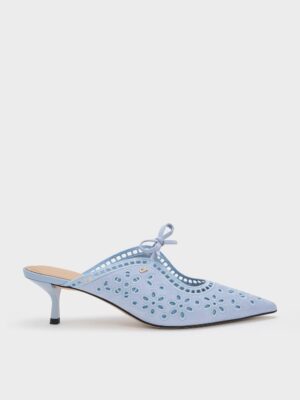 Charles & Keith - Leather Embroidered Heeled Mules