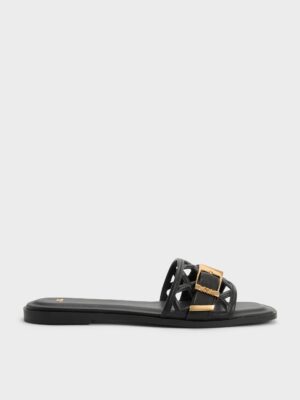 Charles & Keith - Whitney Leather Cut-Out Slide Sandals