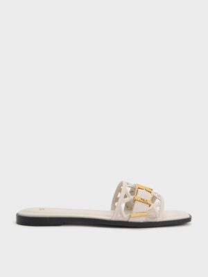 Charles & Keith - Whitney Leather Cut-Out Slide Sandals