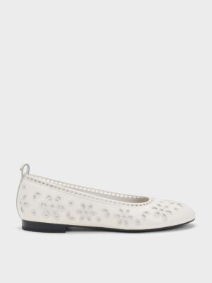 Charles & Keith - Leather Embroidered Ballet Flats