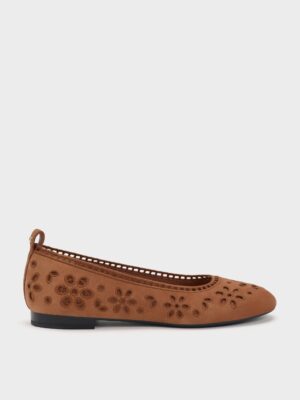 Charles & Keith - Leather Embroidered Ballet Flats