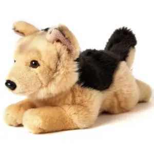 Uni Toys 32233A-DS German Shepherd Black and Tan 32cm Lying Dog Plush Toy