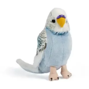 Living Nature AN394B Blue Budgie Bird with Chirping Voice Realistic Plush Toy