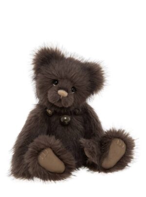 Charlie Bears Barnes Dark Brown Plush Jointed Bear with Bell Collar+
