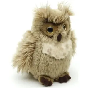 Uni Toys C70612 Horned Owl/Virginia Eagle Owl 18cm Small Brown Bird Plush Toy