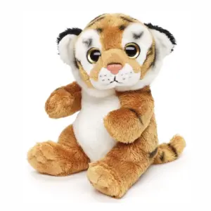Uni Toys D40392A Tiger Cute Orange, Black and White 16cm Sitting Plush Toy