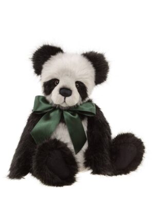 Charlie Bears Davidson Black and White Plush Jointed Panda With Green Satin Bow+