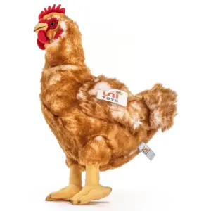 Uni Toys E70605R6 Brown Hen with Egg 34cm Standing Chicken Plush Toy