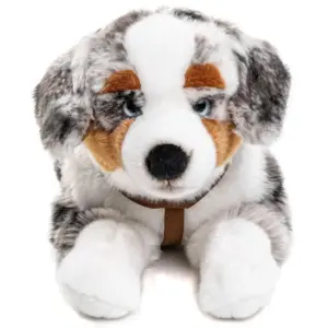 Uni Toys K20068R Australian Shepherd Grey, White, Brown 63cm Lying Dog Soft Toy