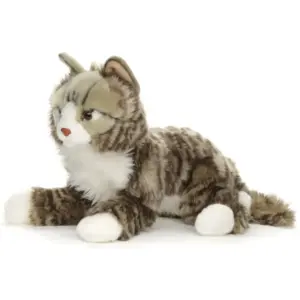 Uni Toys L53039R Norwegian Forest Cat White and Grey-Striped 46cm Plush Toy