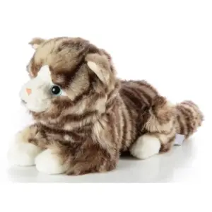 Uni Toys N30214GR Grey Tabby Cat Striped 33cm Lying Kitty Plush Toy