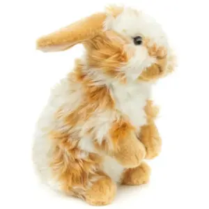 Uni Toys P80083A-GO Lionhead Rabbit Gold and White 23cm Standing Bunny Plush Toy