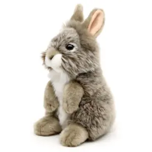 Uni Toys Q80073A-GR Angora Rabbit Grey 18cm Standing Bunny Plush Toy
