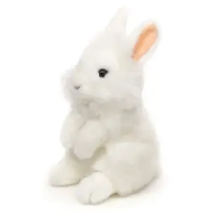 Uni Toys Q80073A-WE Angora Rabbit White Bunny Sitting 17cm Soft Plush Toy