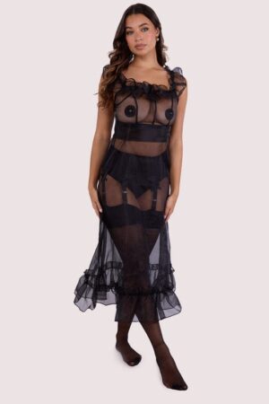 Emily Black Organza Ruffle Dress | UK 10 | Bettie Page Lingerie