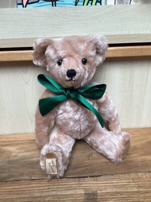 Deans Rag Book Co Herbert champagne jointed Teddy Bear with green bow bear