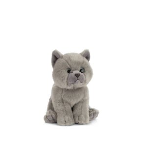 Living Nature AN447 British Grey Shorthair Kitten Sitting Baby Cat Plush Toy