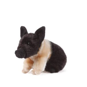 Living Nature AN335BP Black and Pink Piglet Baby Sitting Pig Plush Toy