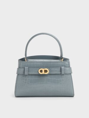 Charles & Keith - Aubrielle Croc-Effect Belted Top Handle Bag