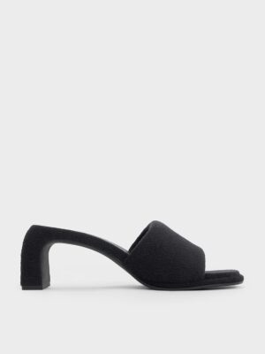 Charles & Keith - Loey Textured Curved-Heel Mules